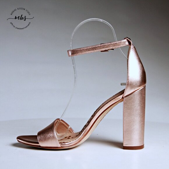 Sam Edelman Yaro Ankle Strap Block Heel Sandals Rose Gold Women 6.5 - Picture 8 of 14
